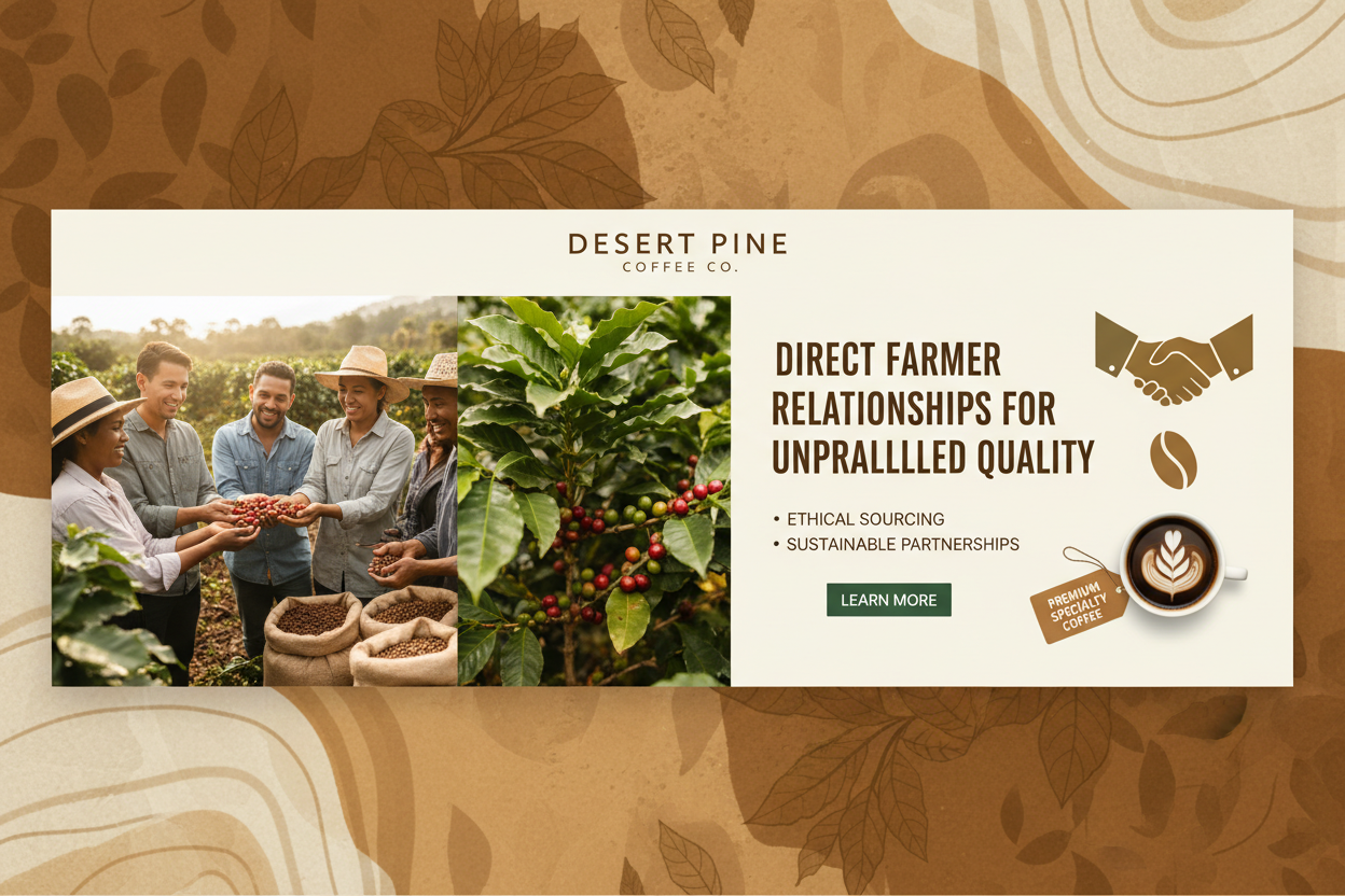Desert Pine Coffee Co. Direct Farmer Relationships Banner